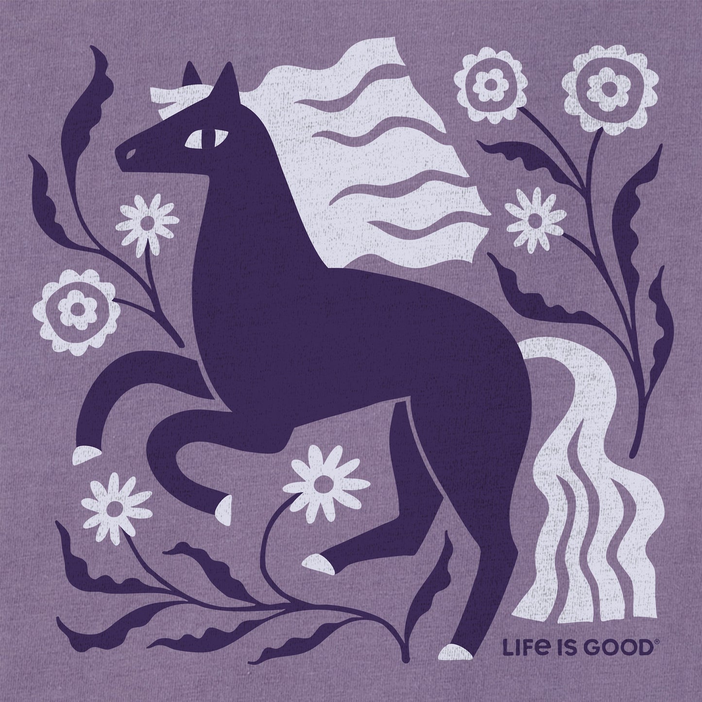 Women's Horse and Flowers Short Sleeve Crusher Tee
